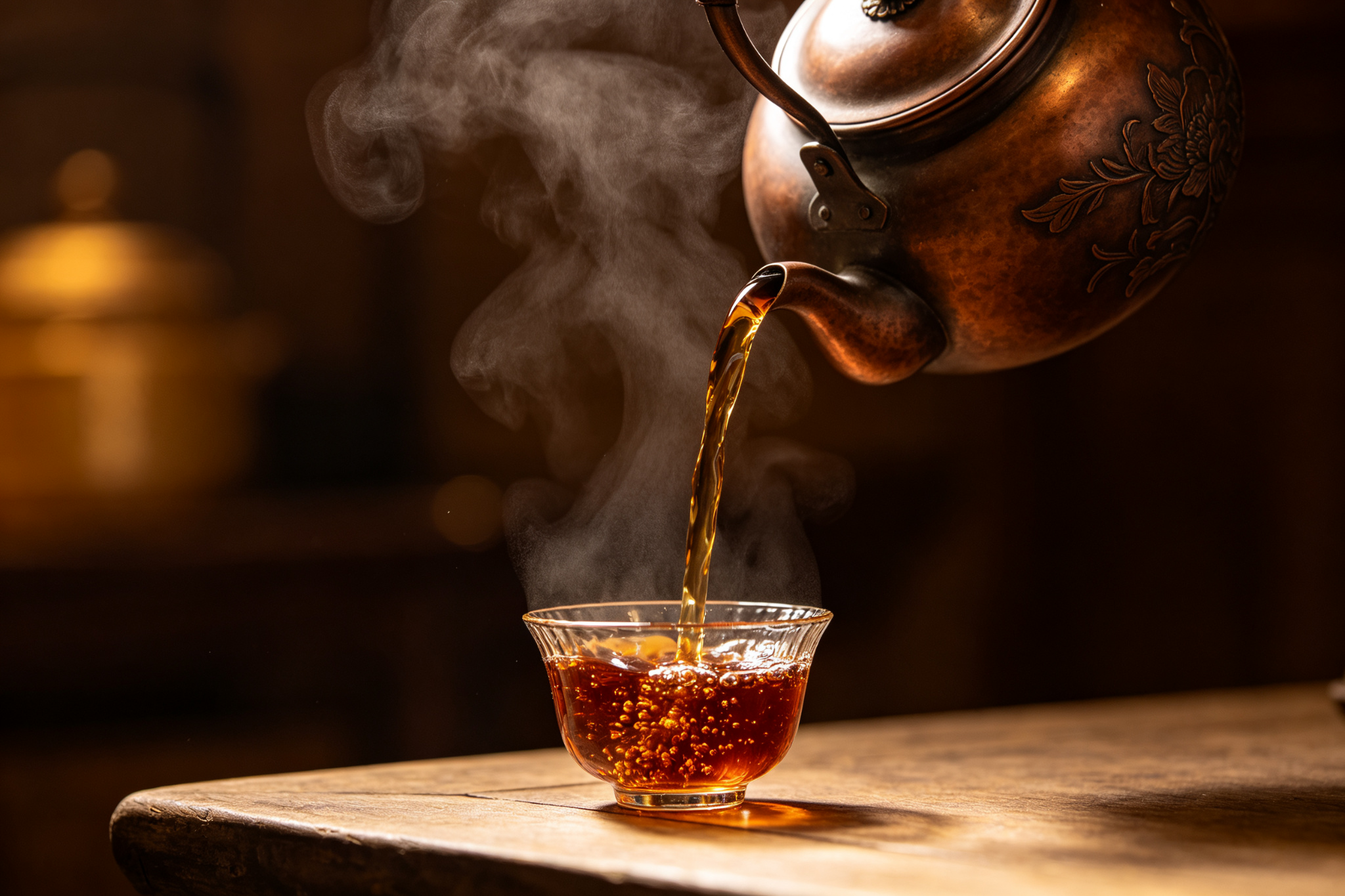铜壶倒茶